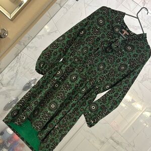 Juicy Couture green paisley dress with tie size large